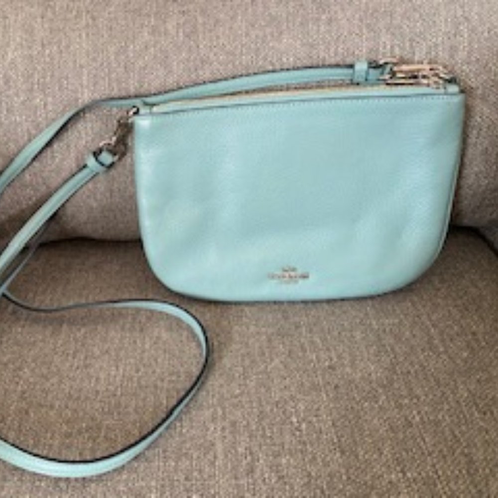 Coach Women's Double Pouch Mini Purse with Long Strap in Aqua